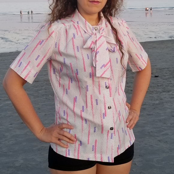 80s Cyber Vaporwave Square Button Pink & Purple Lines New Wave Urbancore Vintage - Picture 6 of 6